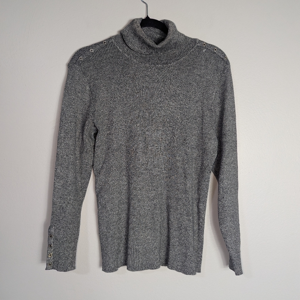 XL Calvin Klein Grey Ribbed Stretchy Turtleneck Sweater